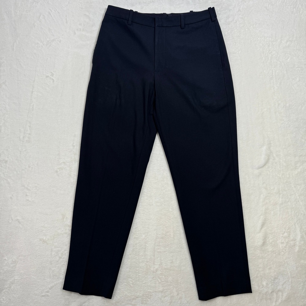 Uniqlo Pants Mens Small Navy Blue Smart Ankle Tapered Stretch Business